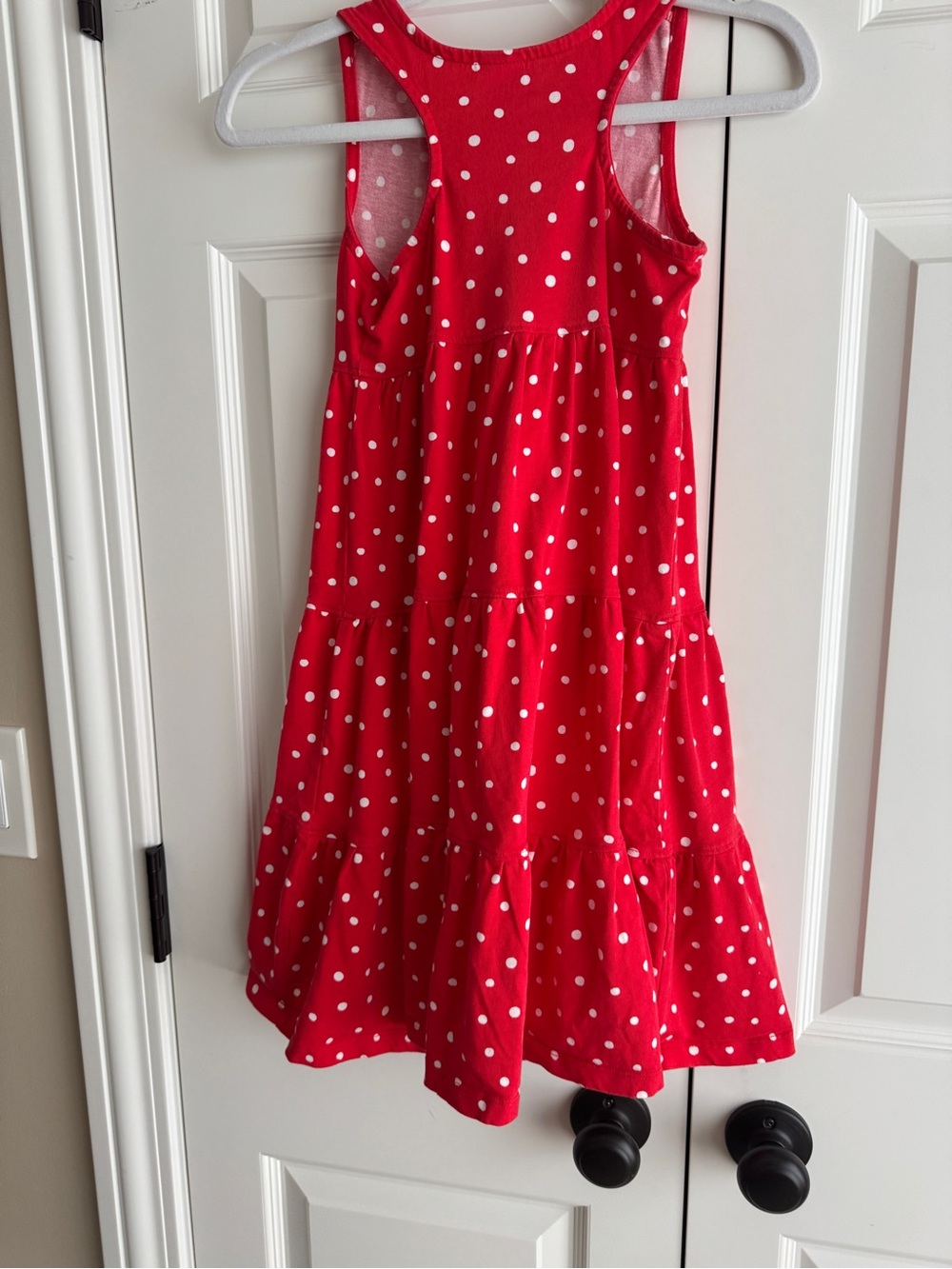 Hanna Andersson Red White Polka Dot Tiered Cotton Dress Girls Size 8 EUC 130 - Picture 5 of 6